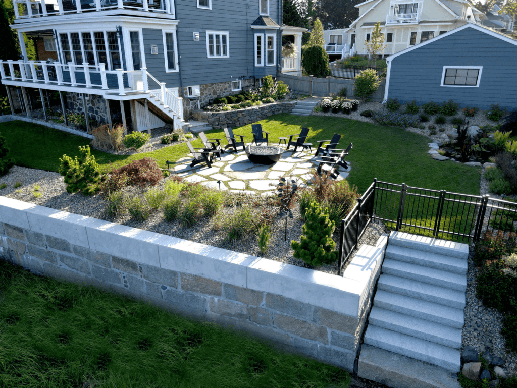 Beautiful patio in Nahant, MA by Leahy Landscaping serving the north shore.