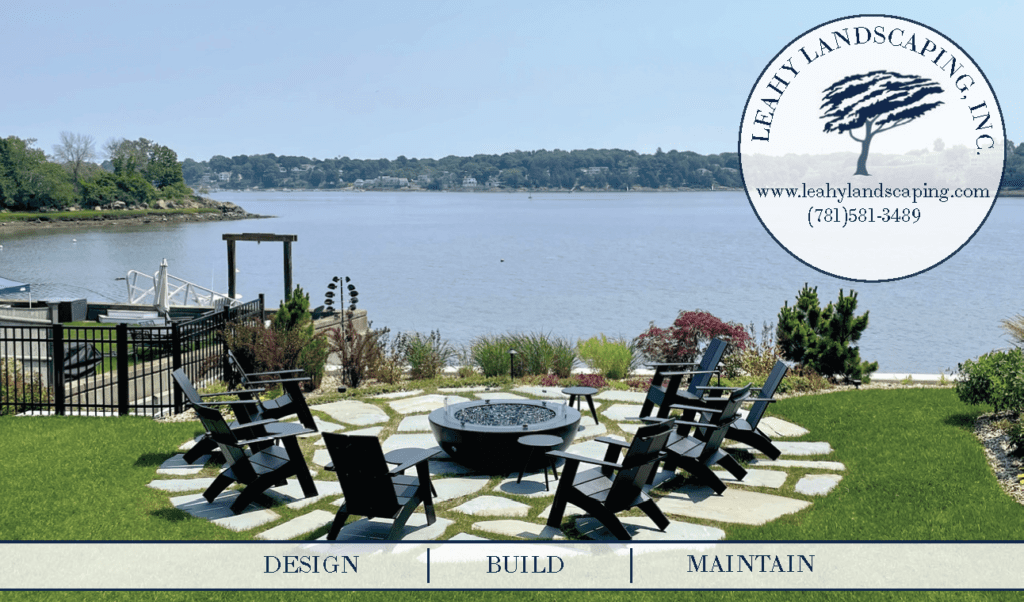 Swampscott, MA fire pit and coastal landscaping. Leahy Landscaping